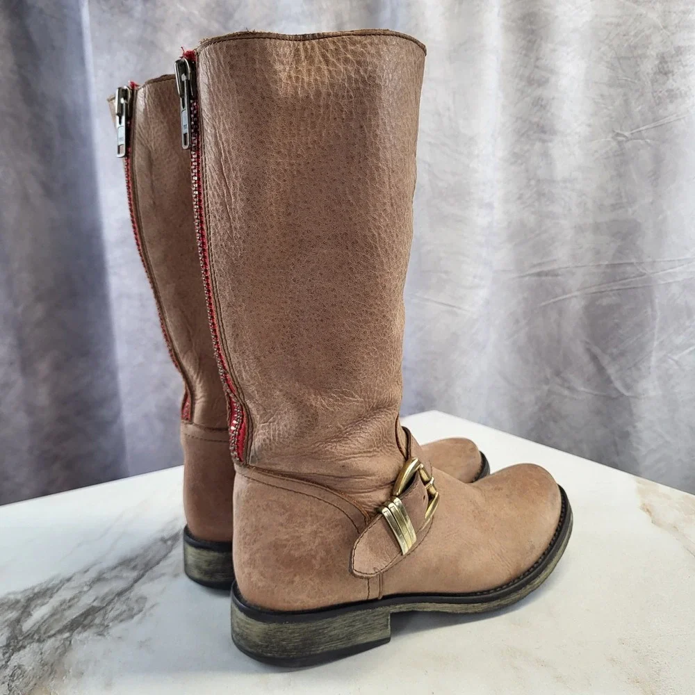 Steve Madden FYZZLE Knee Hight Biker Boots Women's Size 7M Brown